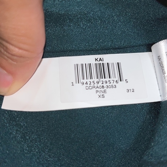 Dress the Population Kai Bustier Asymmetrical Ruffle Drape Gown Pine XS - Picture 13 of 13